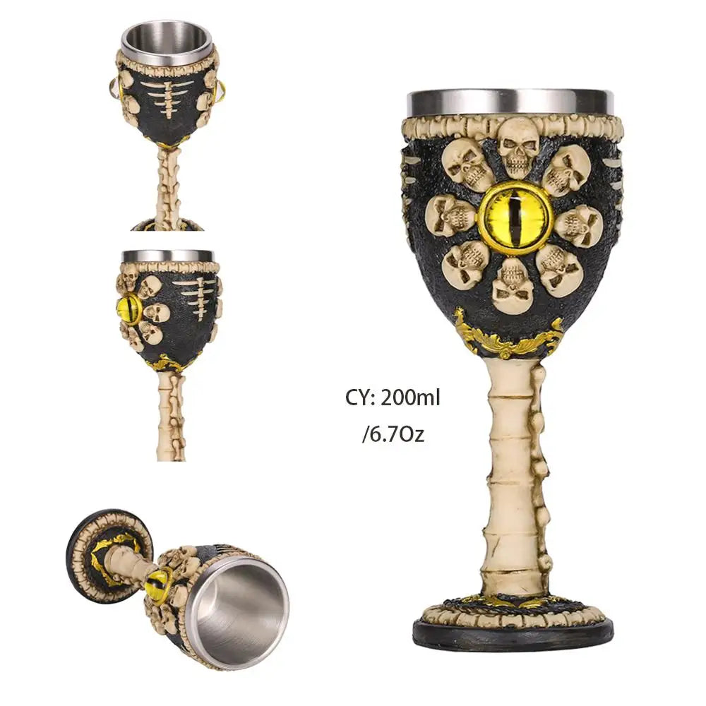 DecorBites™ Gothic Skull Resin Wine Glass 200ml bar drinkware cocktail whiskey cup
