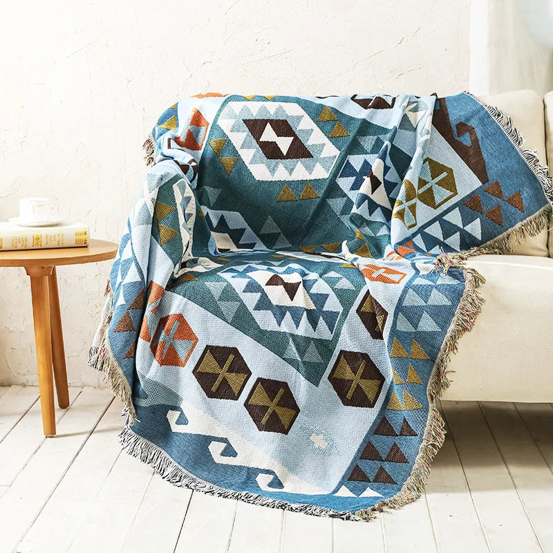 DecorBites™ Knitted Nordic Plaid Blanket - Cozy Home Decor and Sofa Cover