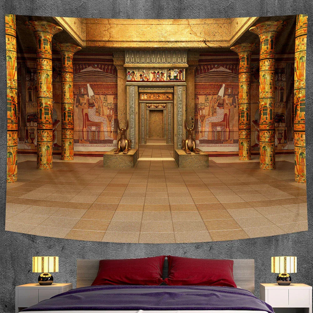 DecorBites™ Egyptian Mural Tapestry Bohemian Home Decor Yoga Mat Sofa Blanket