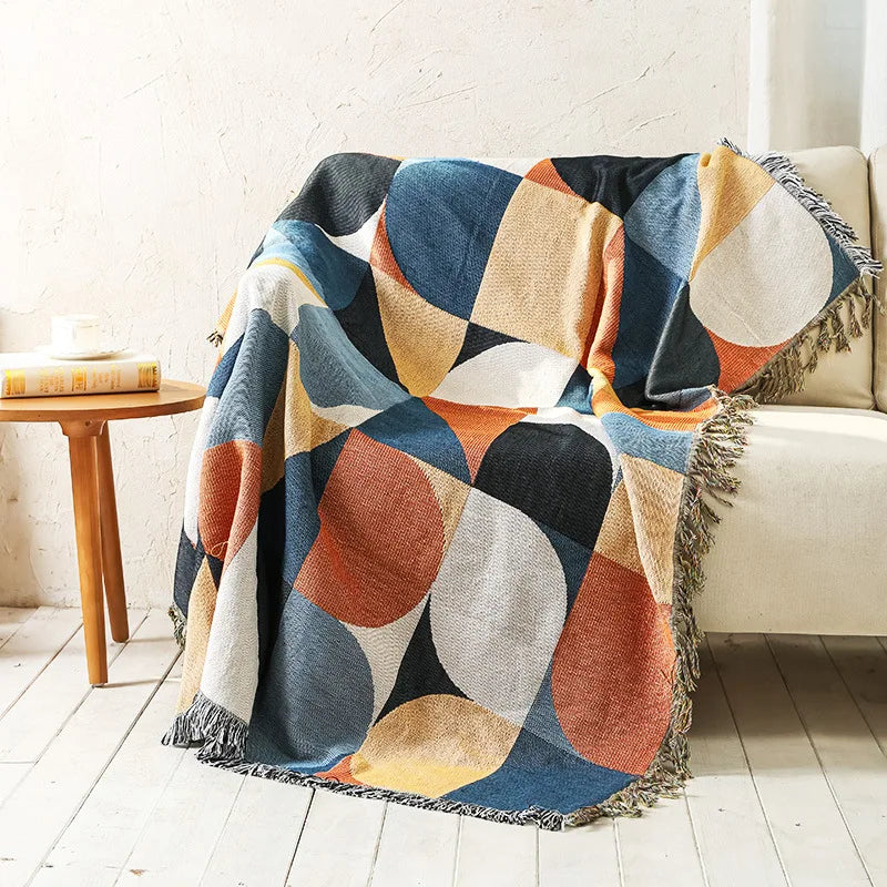DecorBites™ Knitted Nordic Plaid Blanket - Cozy Home Decor and Sofa Cover