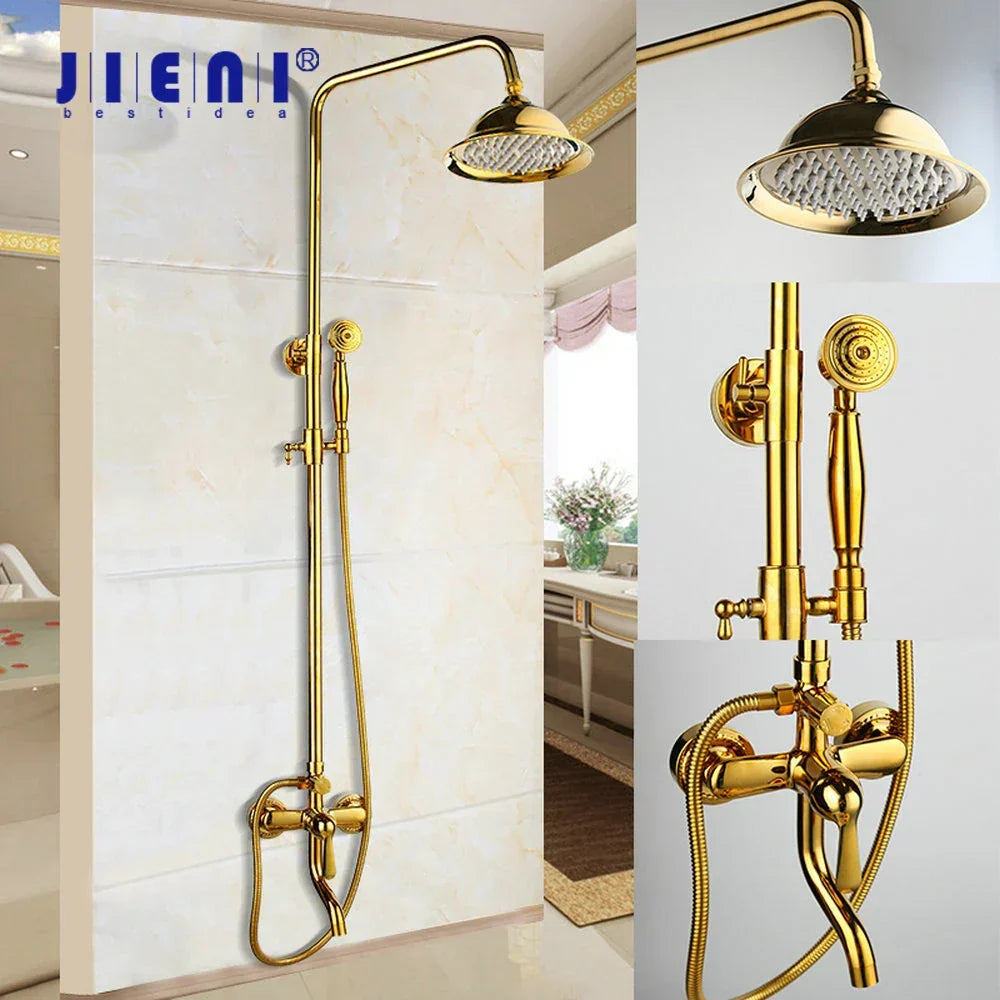 DecorBites™ Golden Polished Shower Head with High Pressure Aerator Nozzle