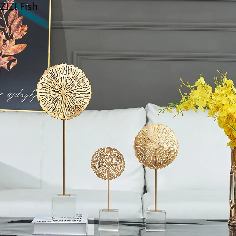 DecorBites™ Golden Lotus Sculpture Metal Crafts Modern Minimalist Decor Statue