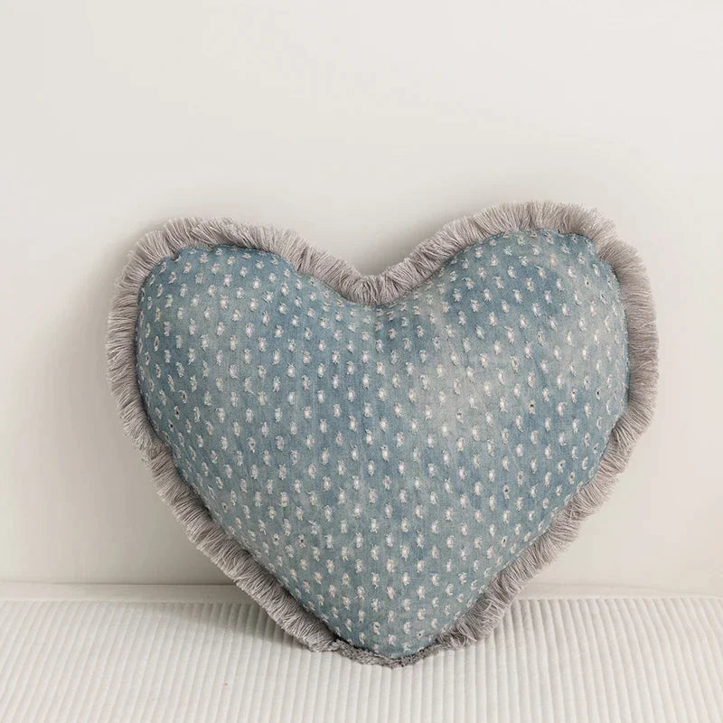 DecorBites™ Denim Fringed Cushion Cover 45x45cm Square for Home Sofa Bed Decoration