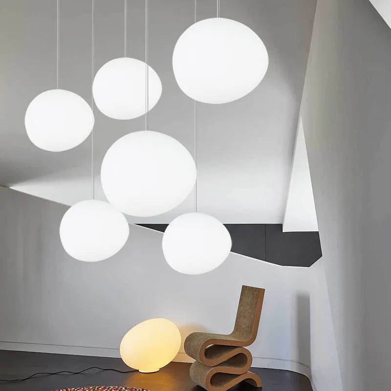 DecorBites™ Gregg Pendant Lamp: White Bubble Glass Italian Design for Home, Kitchen, Restaurant