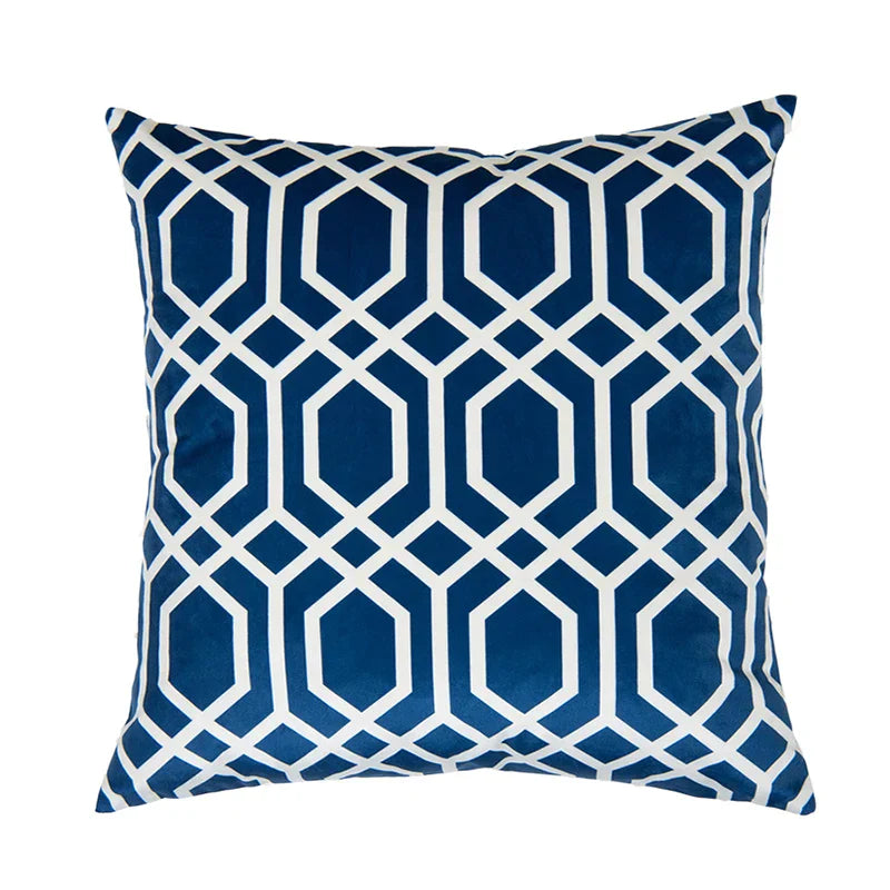 DecorBites™ Intersecting Geometric Velvet Printed Cushion Cover - Modern Nordic Sofa Decor 50x50cm