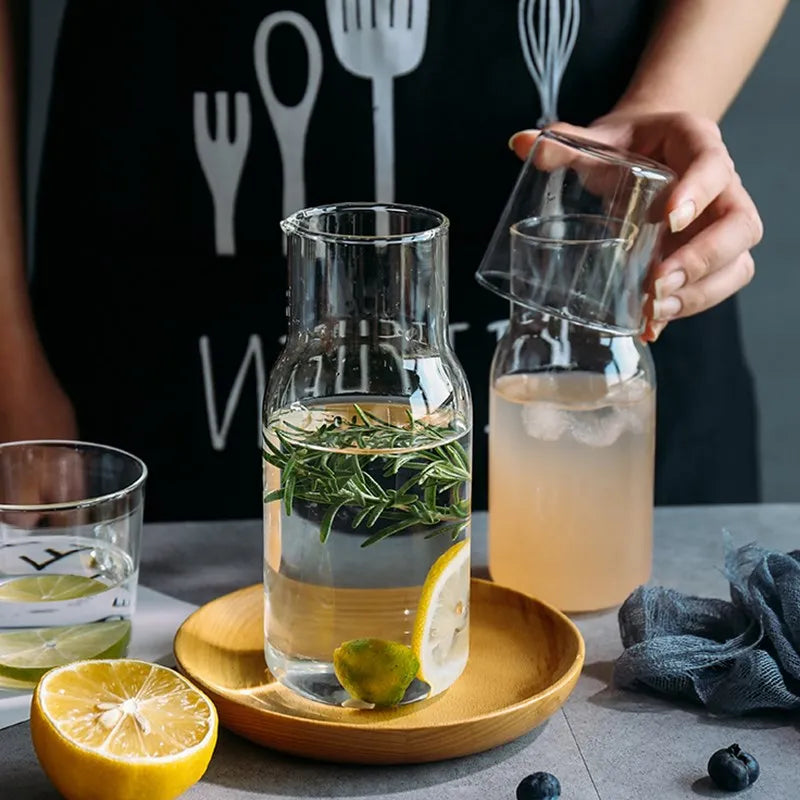 DecorBites™ Glass Drinkware Set - Strong Borosilicate Glass - Cold Drink Cup, Tumbler, Juice Milk Pot