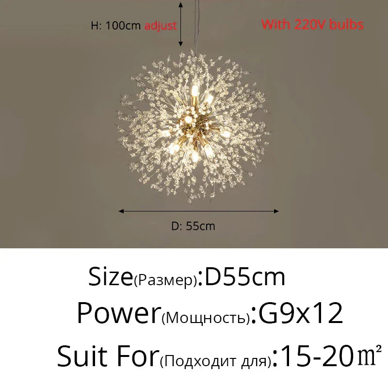 DecorBites™ Gold/Silver LED Crystal Chandelier for Home Living Dining Study Hall Bedroom
