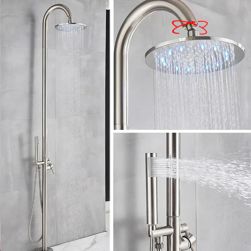 DecorBites™ LED Black Outdoor Shower Set with 10" Rainfall Head
