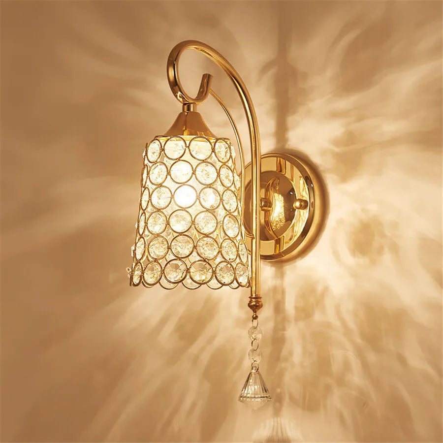 DecorBites™ Crystal Wall Sconce: Retro Luxury for Living Room, Balcony, or Aisle Lighting