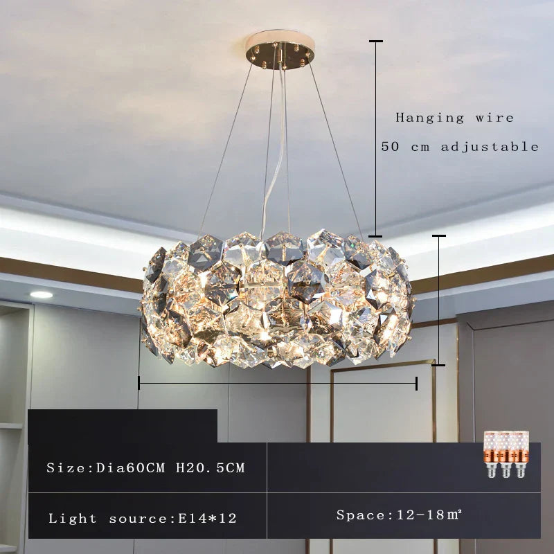 DecorBites™ Crystal Wrought Iron Chandelier: Creative Dining & Living Room Suspension Light