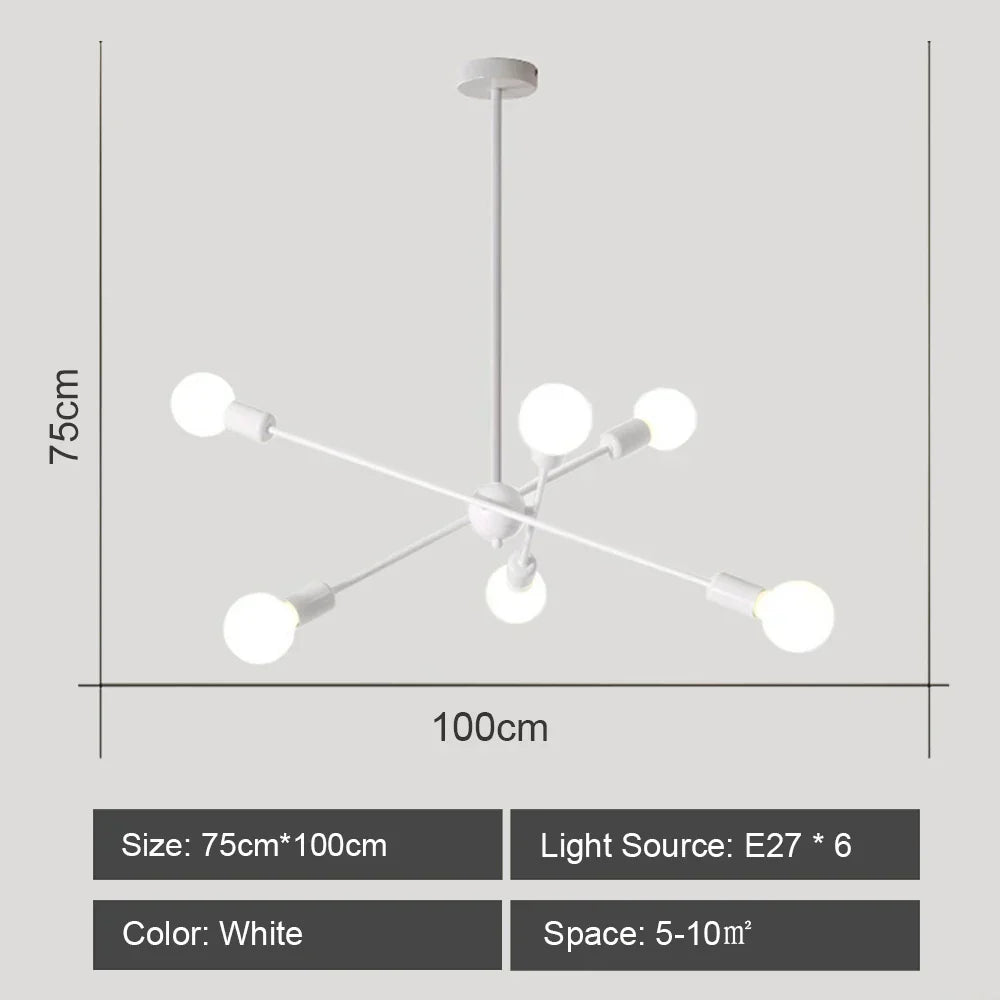 DecorBites™ LED Ceiling Chandelier: Modern & Industrial Sputnik Style for Living Room & Bedroom