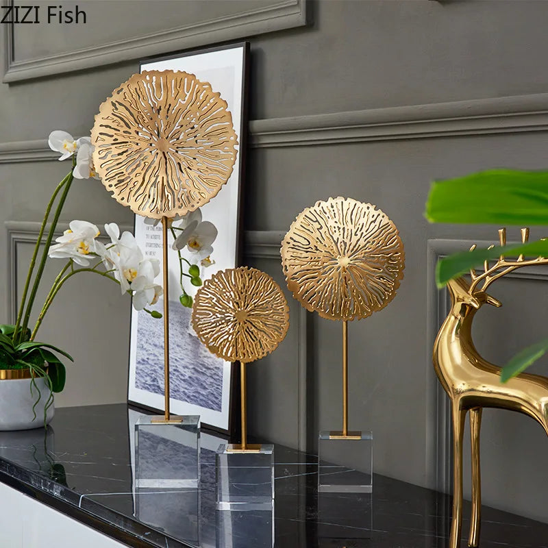 DecorBites™ Golden Lotus Sculpture Metal Crafts Modern Minimalist Decor Statue