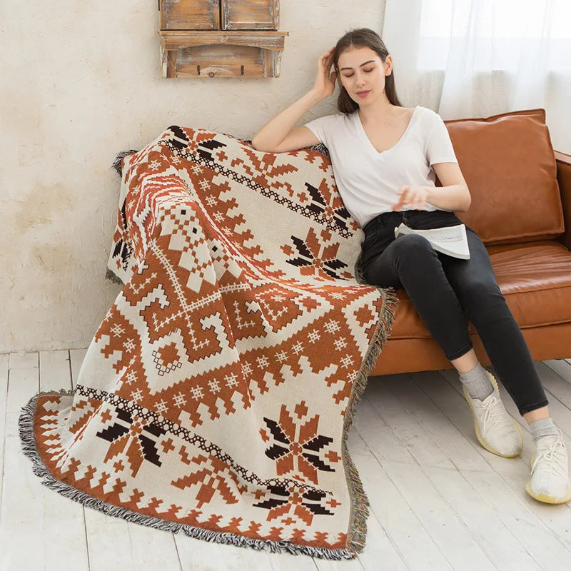 DecorBites™ Knitted Nordic Plaid Blanket - Cozy Home Decor and Sofa Cover