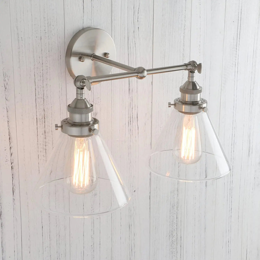 DecorBites™ Funnel Glass Metal Wall Light Double Heads Sconce Lamp Fixtures
