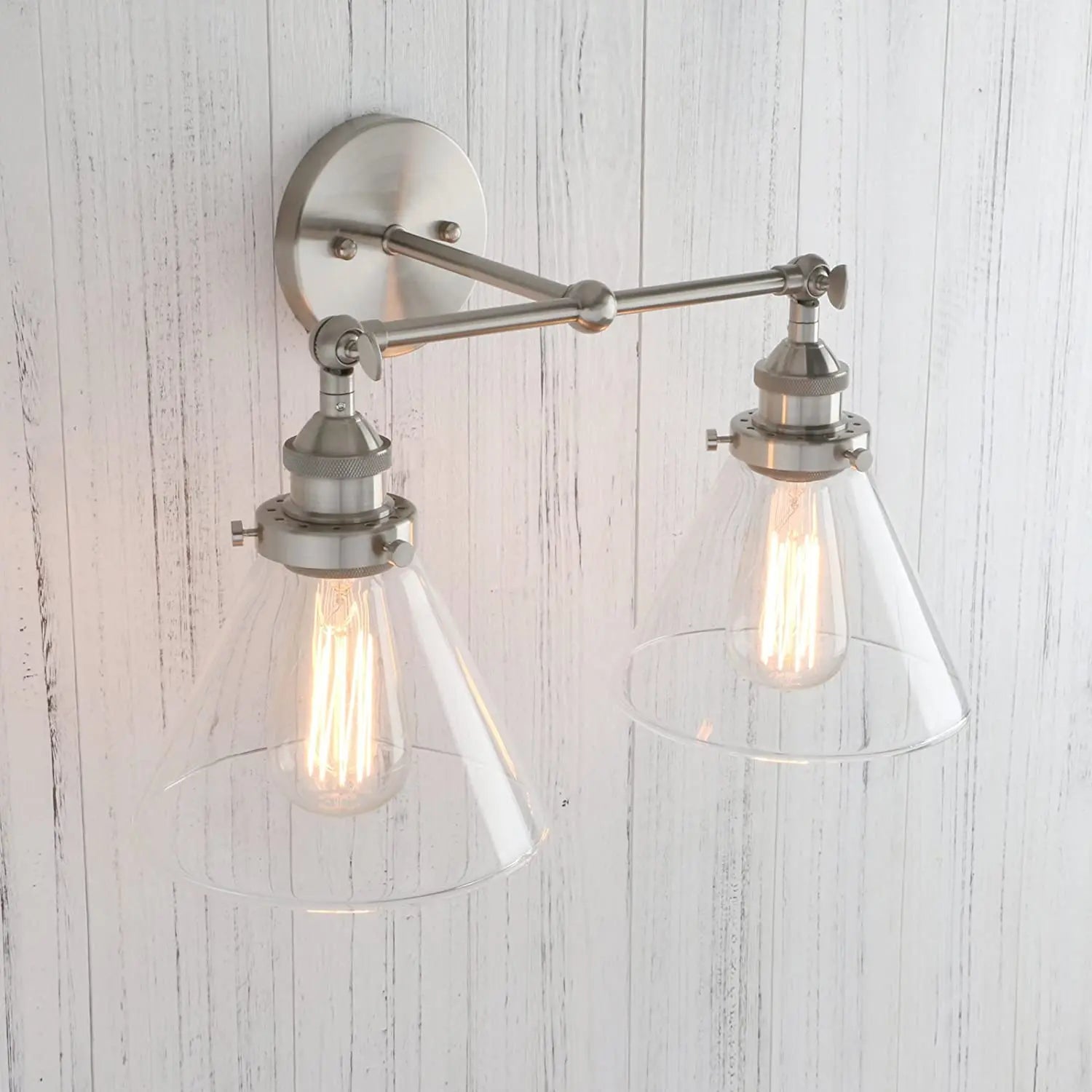DecorBites™ Funnel Glass Metal Wall Light Double Heads Sconce Lamp Fixtures
