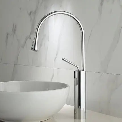 DecorBites™ Gold & Marble Basin Faucet: Single Handle Swivel Sink Water Crane