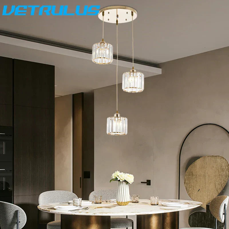 DecorBites™ Crystal LED Pendant Chandelier for Dining Living Room Decor