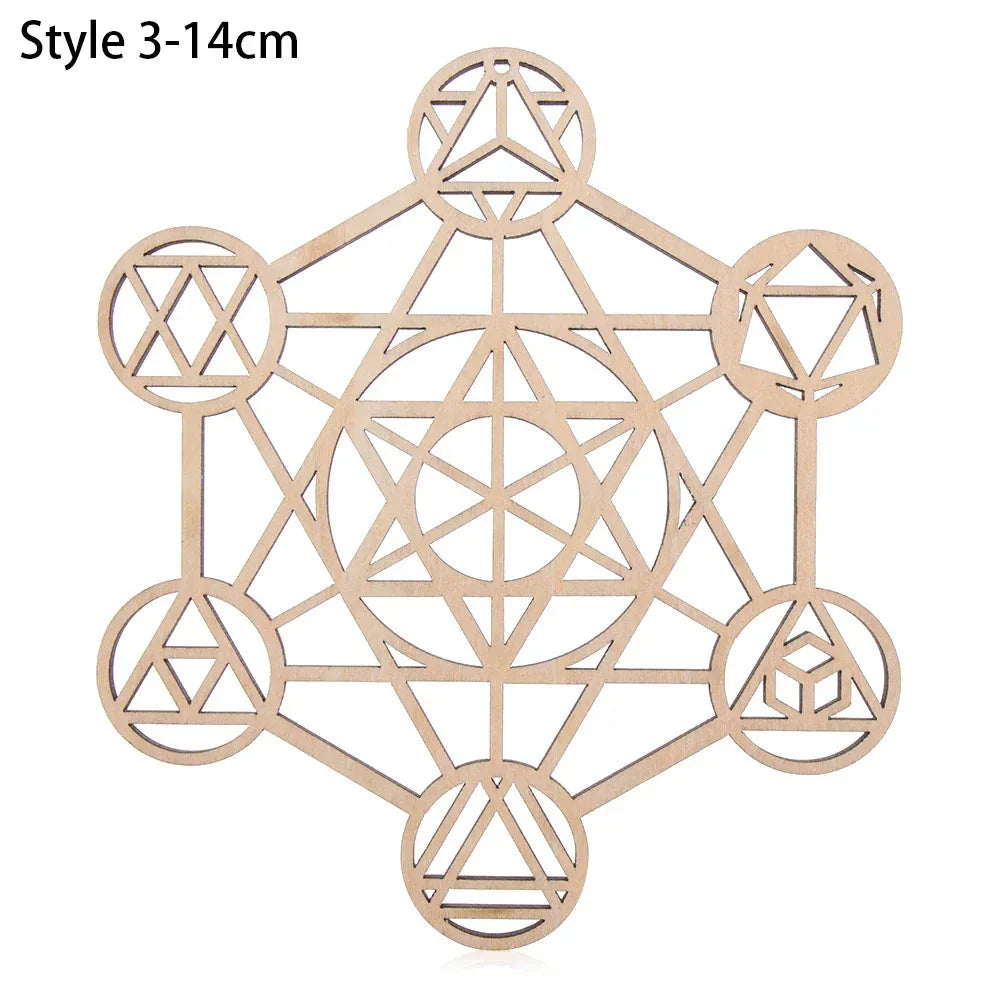 Chakra Flower of Life Natural Wood Coasters For Crystal Set