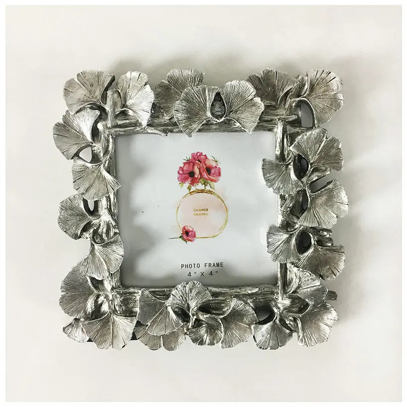 DecorBites™ Golden Ginkgo Leaf Resin Photo Frame Vintage Retro Wedding Home Decor