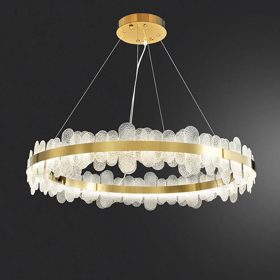 DecorBites™ Golden Stainless Steel LED Designer Chandelier for Dining Room