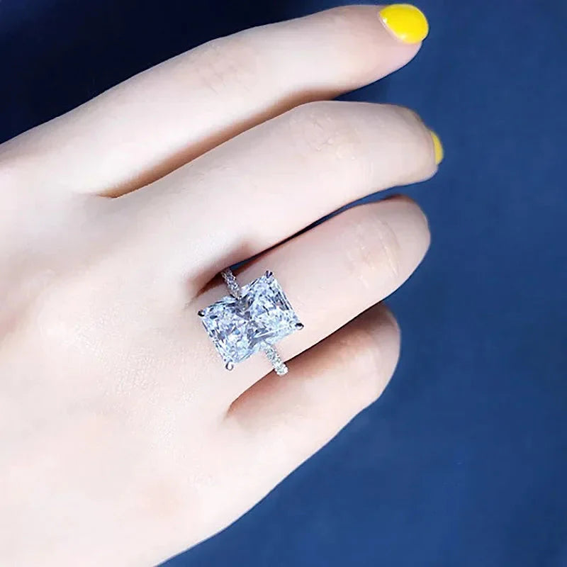 Luxury Radiant Cut 4ct Diamond cz 925 Sterling Silver Ring