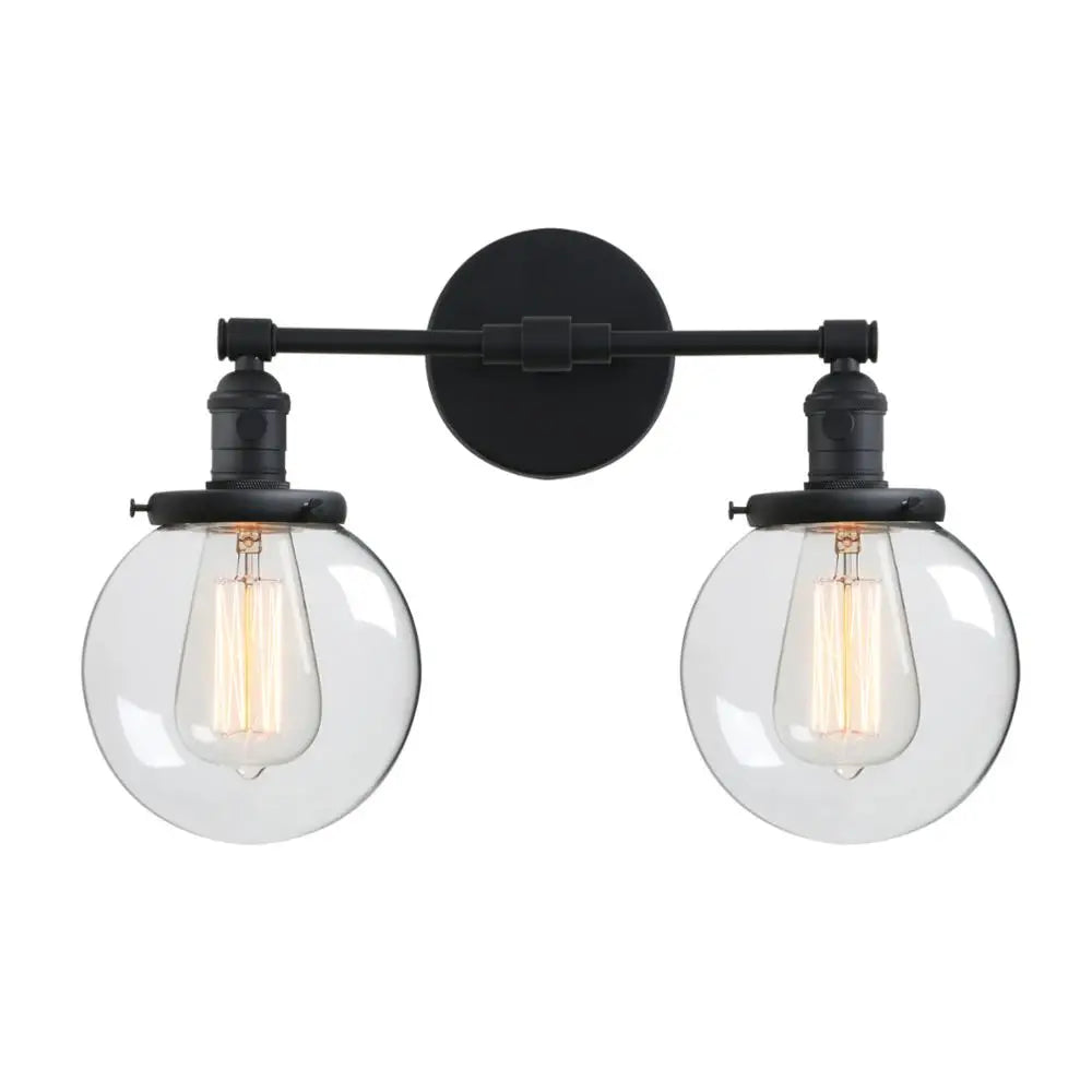 DecorBites™ Glass Ball Globe Wall Light for Retro Home Decor - Double Heads E27 Sconce
