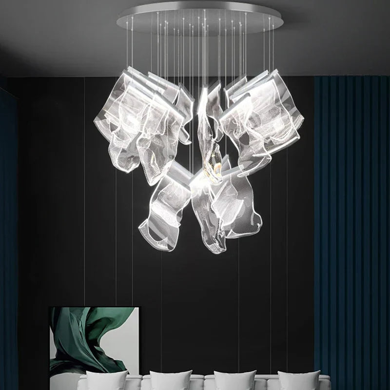 DecorBites™ Golden Love Paper Chandelier: Postmodern LED Designer Lighting for Foyer