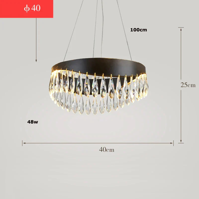 DecorBites™ Crystal Stainless Steel LED Chandelier for Foyer