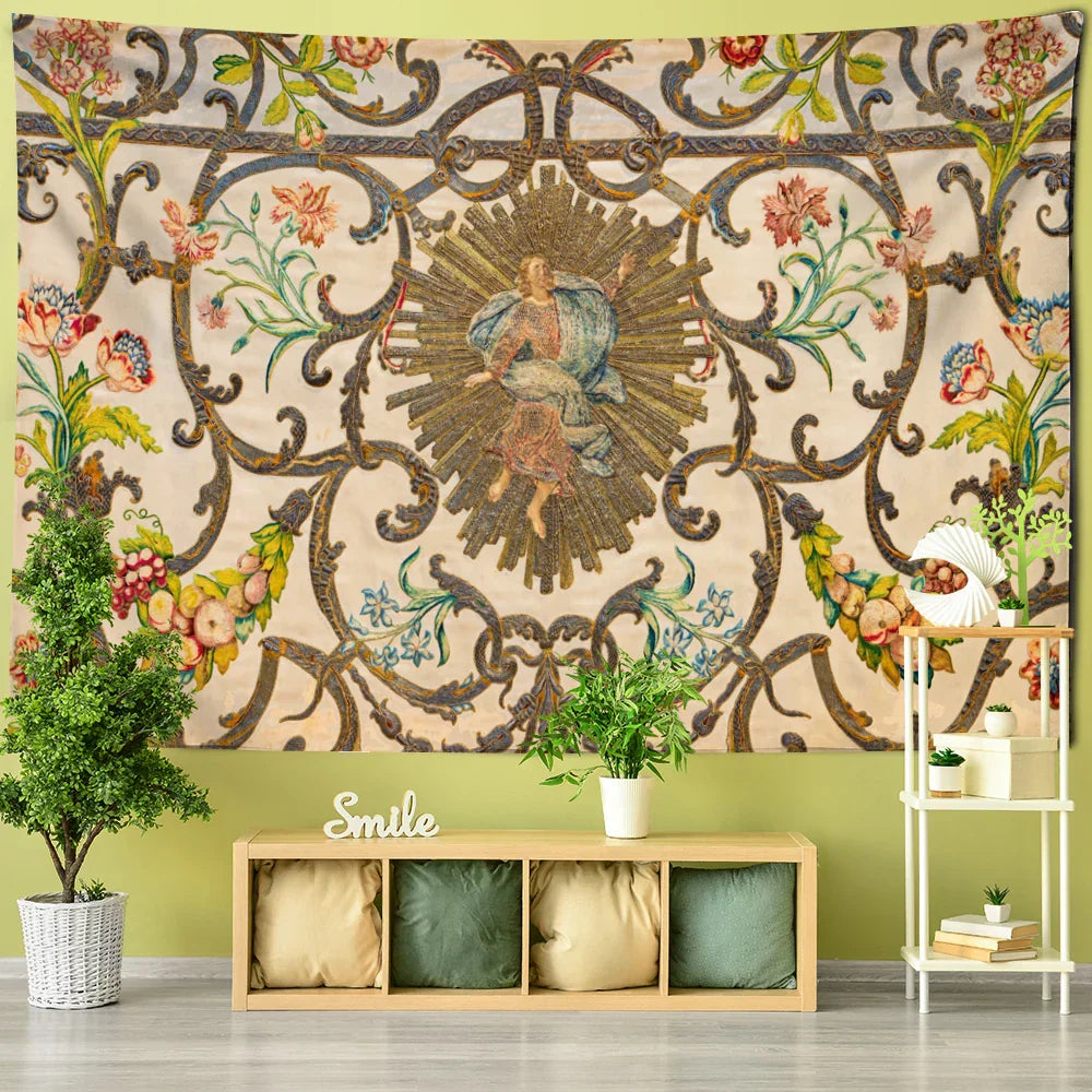 DecorBites™ Khaki Retro Pattern Wall Tapestry for High-End Indoor Home Decor