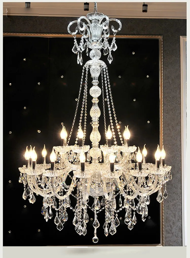 DecorBites™ Large Stair Crystal Chandelier 15 Arms Gold/Silver K9 Crystal Luxury Light