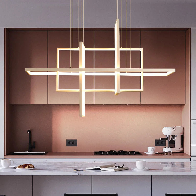 DecorBites™ Geometric Aluminum Pendant Light for Living Bedroom Restaurant Kitchen - Modern Art Luminaire