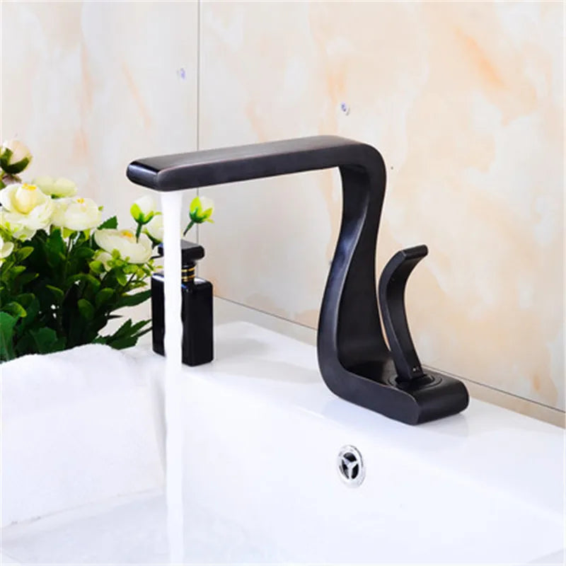 DecorBites™ Gold & White Basin Faucet: Modern Brass Mixer Tap for Bathroom Sink