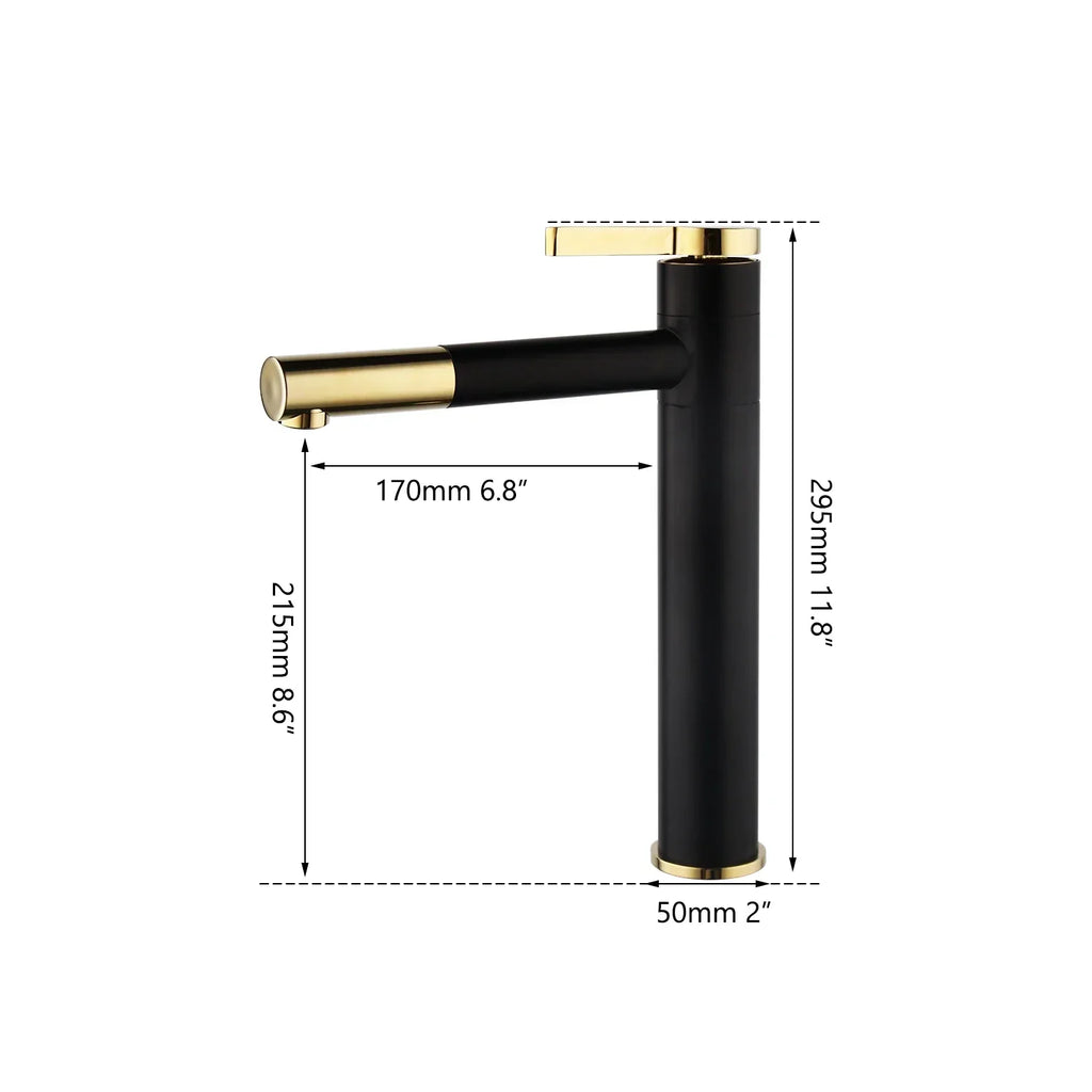 DecorBites™ Black Ceramic Hand-Painted Washbasin with Swivel Brass Faucet