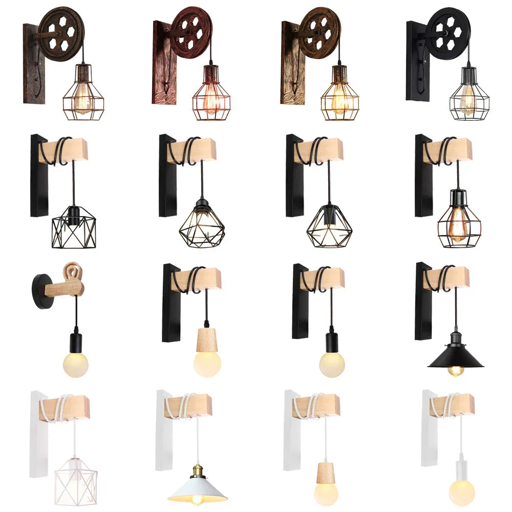 DecorBites™ Industrial Pulley Wall Light - Retro Loft Sconce Fixture for Home, Cafe, Bar