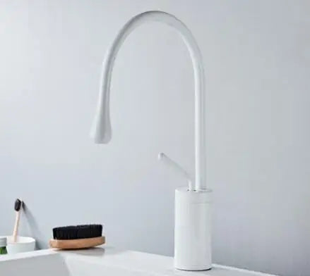 DecorBites™ Gold & Marble Basin Faucet: Single Handle Swivel Sink Water Crane