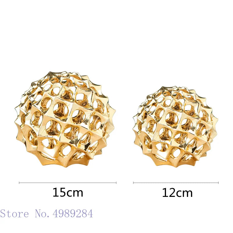 DecorBites™ Golden Metal Hollow Ball Spike Abstract Ornament Home Decor