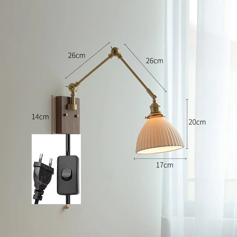DecorBites™ Copper Swing Arm Wall Lamp Sconce - LED Wall Light for Bedroom Living Room