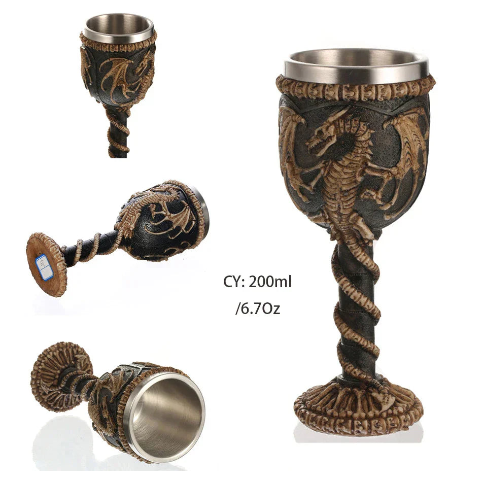 DecorBites™ Gothic Skull Resin Wine Glass 200ml bar drinkware cocktail whiskey cup