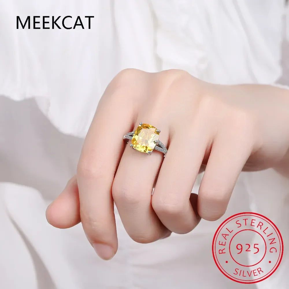925 Sterling Silver Moissanite Citrine Engagement Ring