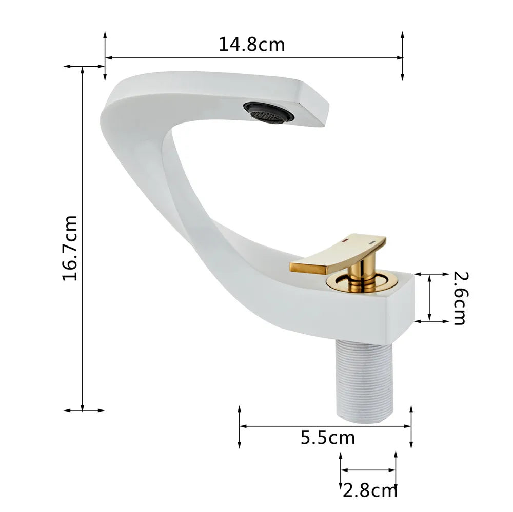 DecorBites™ Gold White Bathroom Basin Faucet Cold Hot Water Mixer Sink Tap