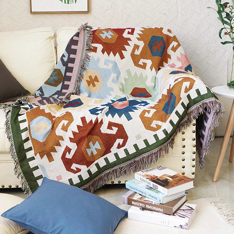 DecorBites™ Geometric Tassel Sofa Cover - Bohemian Style Blanket Dust Cover