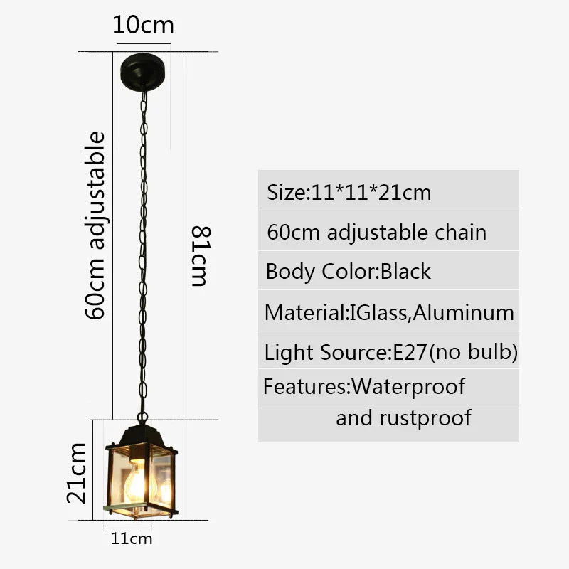 DecorBites™ Garden Pendant Lamp: Waterproof Hanging Lantern for Courtyard and Balcony