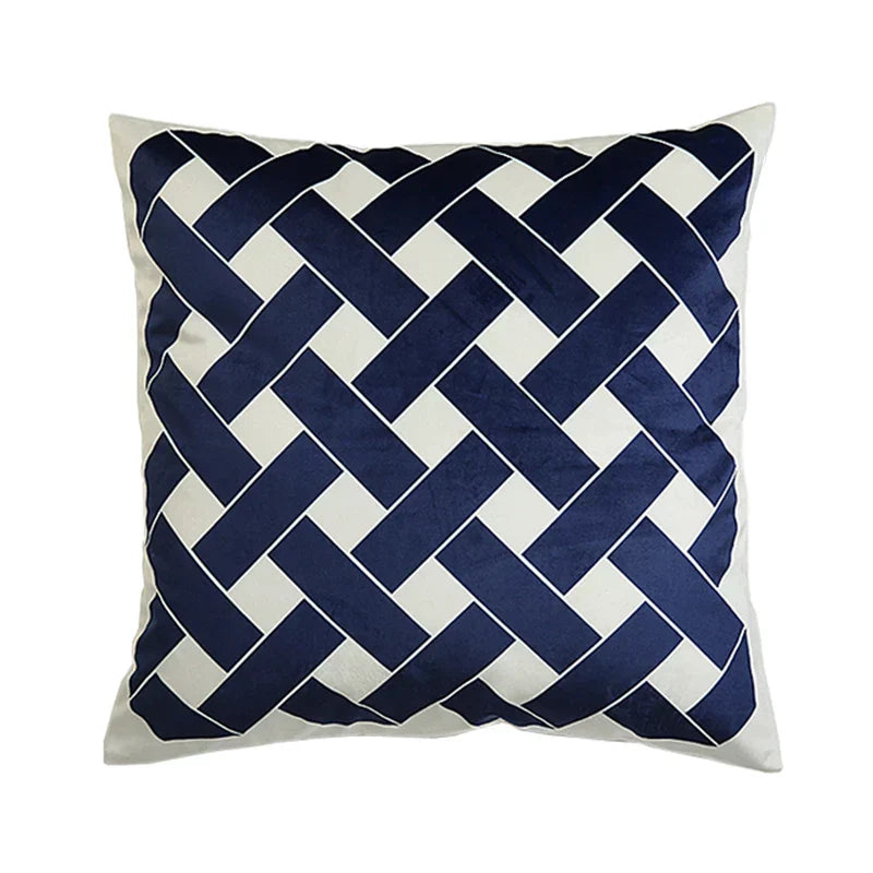 DecorBites™ Intersecting Geometric Velvet Printed Cushion Cover - Modern Nordic Sofa Decor 50x50cm