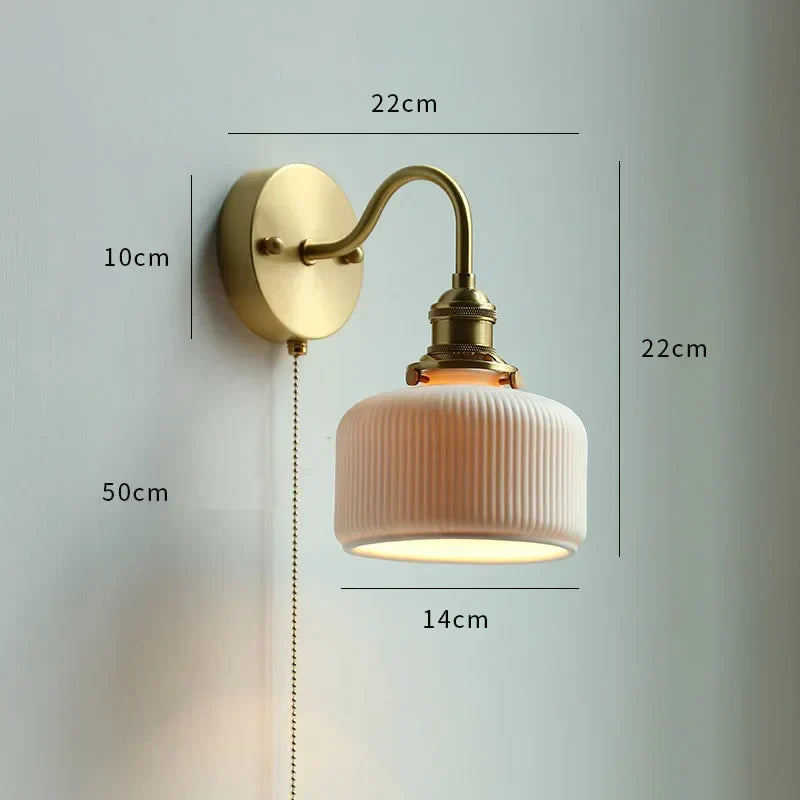 DecorBites™ Copper Wall Sconce Glass Nordic Wall Lamp LED Pull Chain Switch