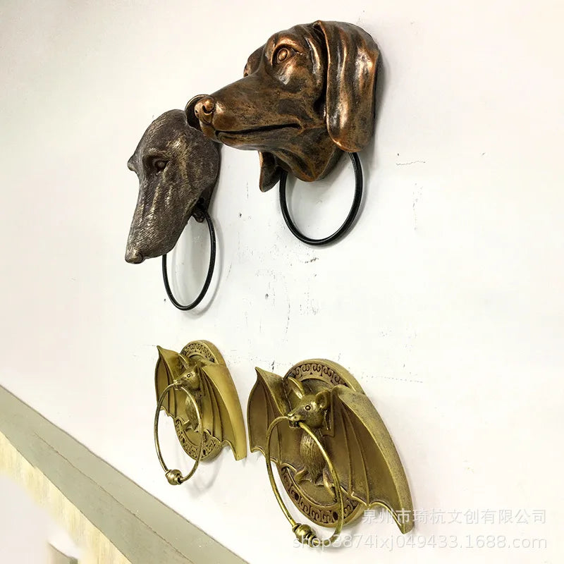 DecorBites™ Dog Head Door Knocker Pendant Resin Wall Decoration, Courtyard Crafts