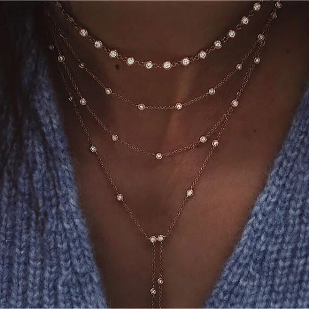 Boho Crystal Star & Moon Necklace