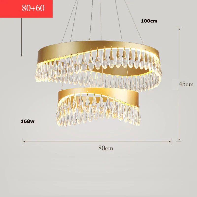DecorBites™ Crystal Stainless Steel LED Chandelier for Foyer