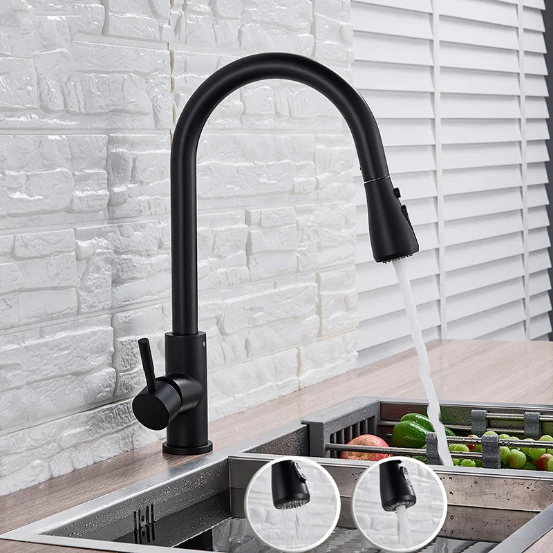 DecorBites™ Gold Brass Kitchen Faucet Rotatable Mixer Tap Single Handle Hot&Cold Water