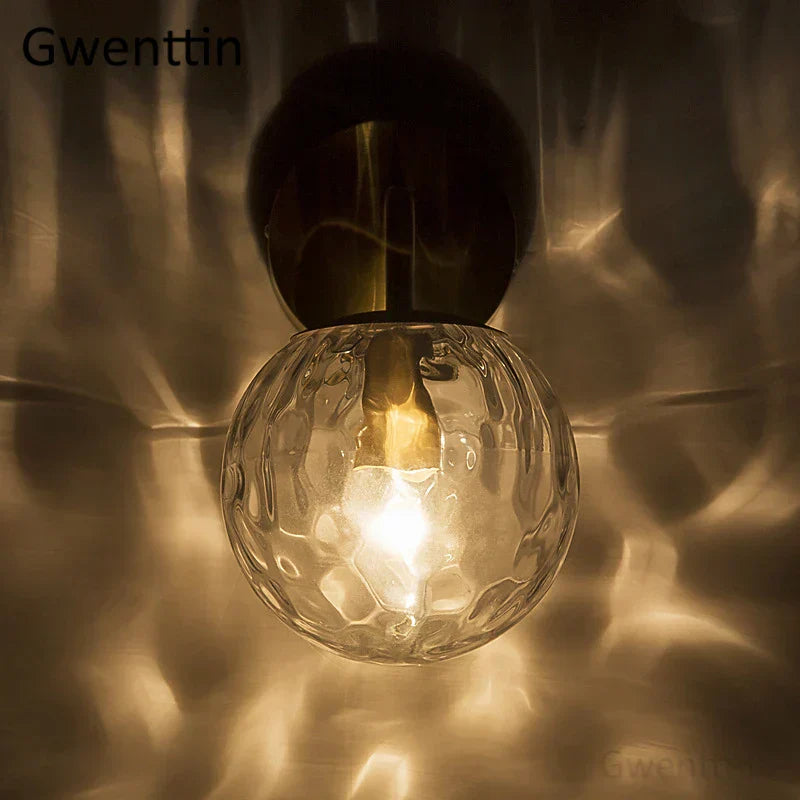 DecorBites™ Gold Glass Ball Wall Lamp | Nordic Mirror Sconce Indoor Lighting