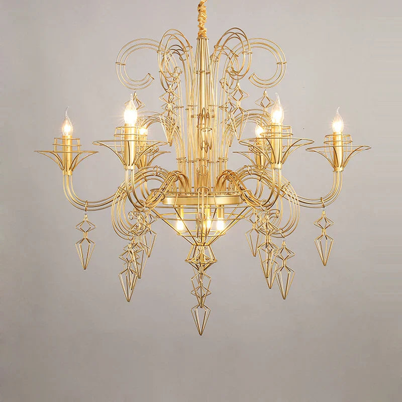 DecorBites™ Baroque Iron Designer LED Chandelier Lighting - Hanging Lamps for Foyer